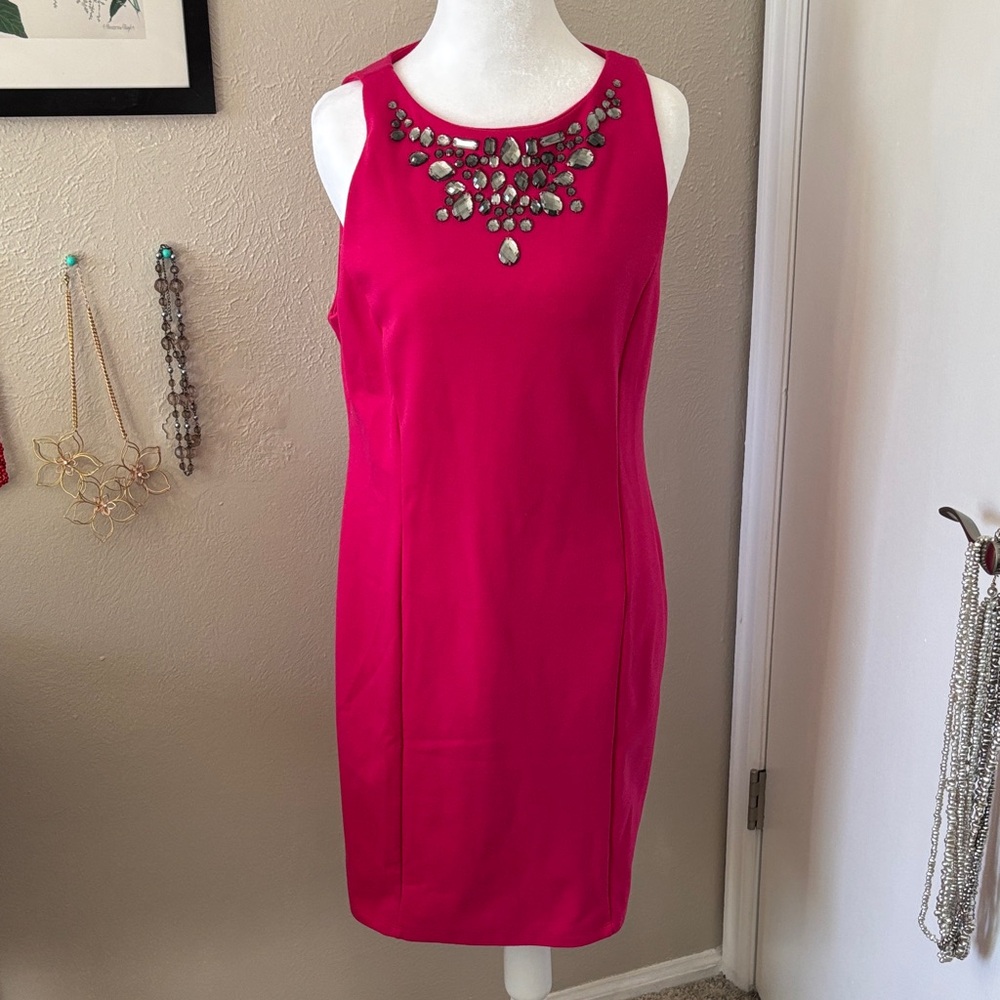 Clear out!! Jennifer Lopez Pink Embellished Midi Dress size 10